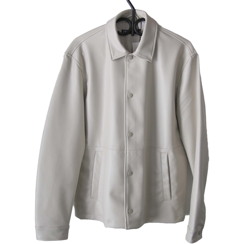 Zara man white faux leather jacket